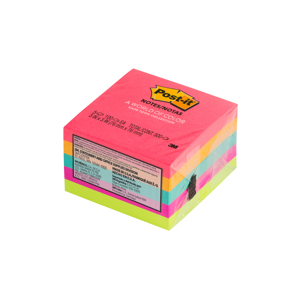 BLOCK POST-IT 654-5PK CAPE TOWN 3 PLG. X 3 PLG. 500 H. SCOTCH