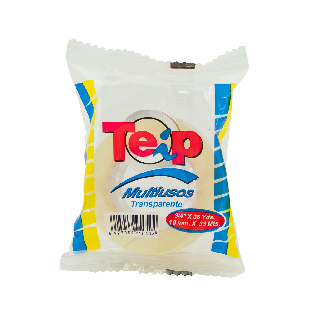 CINTA ADHESIVA TRANSPARENTE 3/4 PLG. X 36 YDS. TEIP