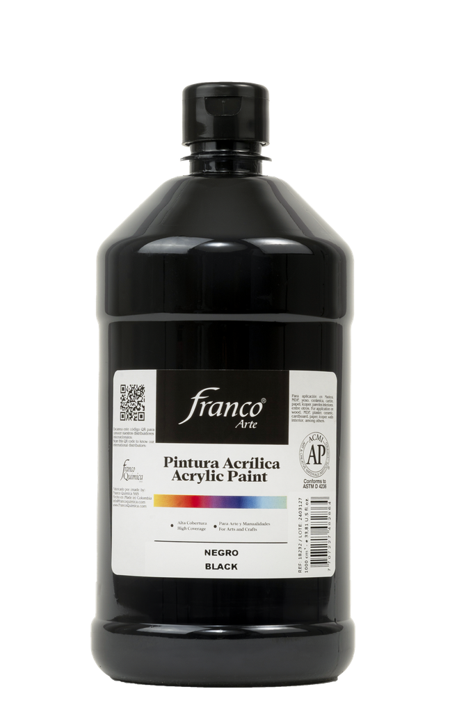 PINTURA ACRILICA 1 L. 232 NEGRO FRANCO ARTE (6)