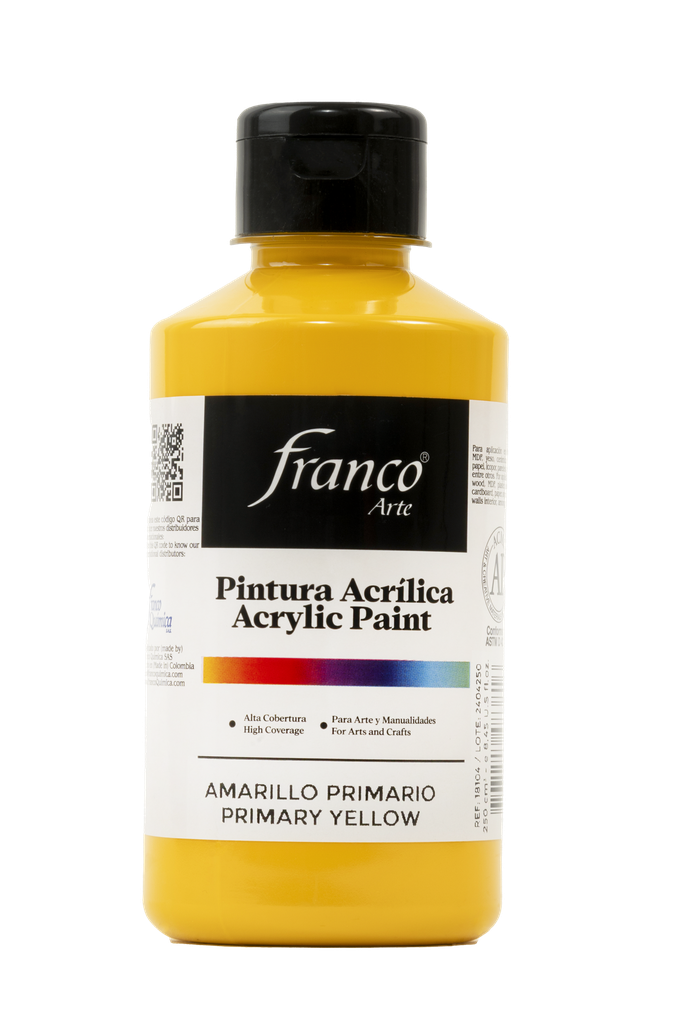 PINTURA ACRILICA 250 ML. 004 AMARILLO PRIMARIO FRANCO ARTE (36)