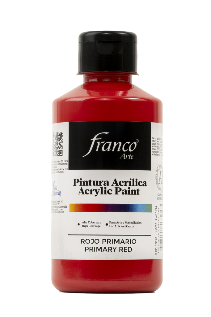 PINTURA ACRILICA 250 ML. 010 ROJO PRIMARIO FRANCO ARTE (36)