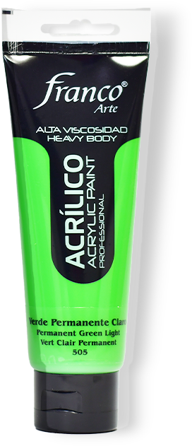 ACRILICO PRO. 100 ML. 505 VERDE PERMANENTE CLARO FRANCO ARTE (3*24)
