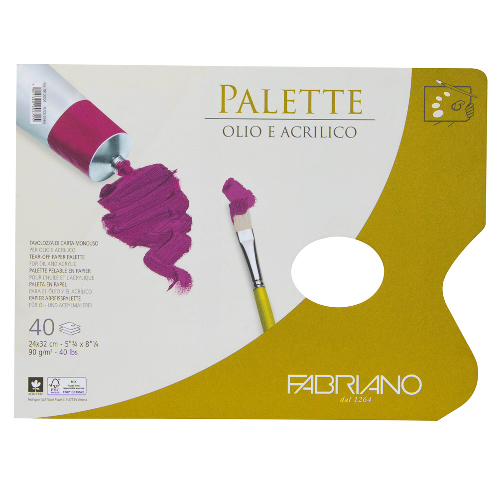 BLOCK PALETTE OLEO Y ACRILICO 24 CM. X 32 CM. 40 H. 90 G. FABRIANO