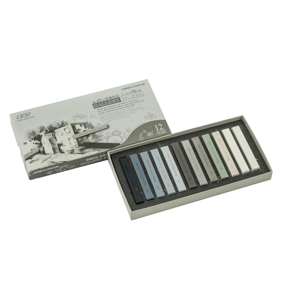 CRAYONES PASTEL SECO 12 COL. GRISES SIMBALION