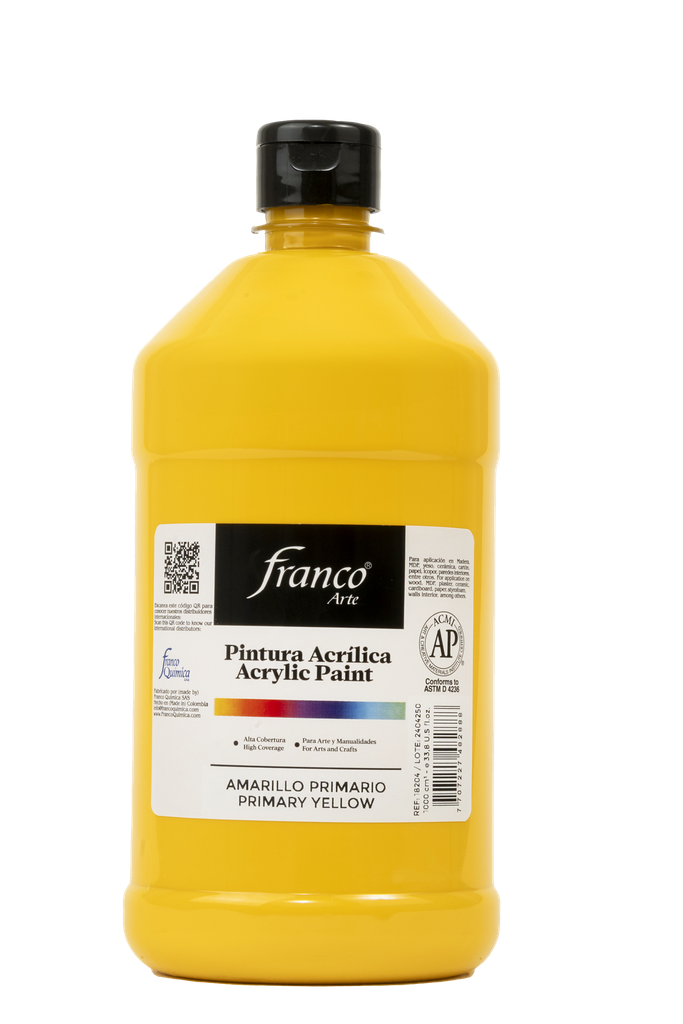 PINTURA ACRILICA 1 L. 010 AMARILLO PRIMARIO FRANCO ARTE (6)