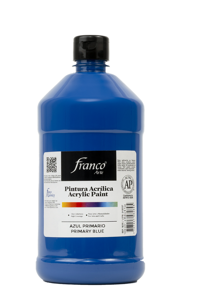 PINTURA ACRILICA 1 L. 015 AZUL PRIMARIO FRANCO ARTE (6)