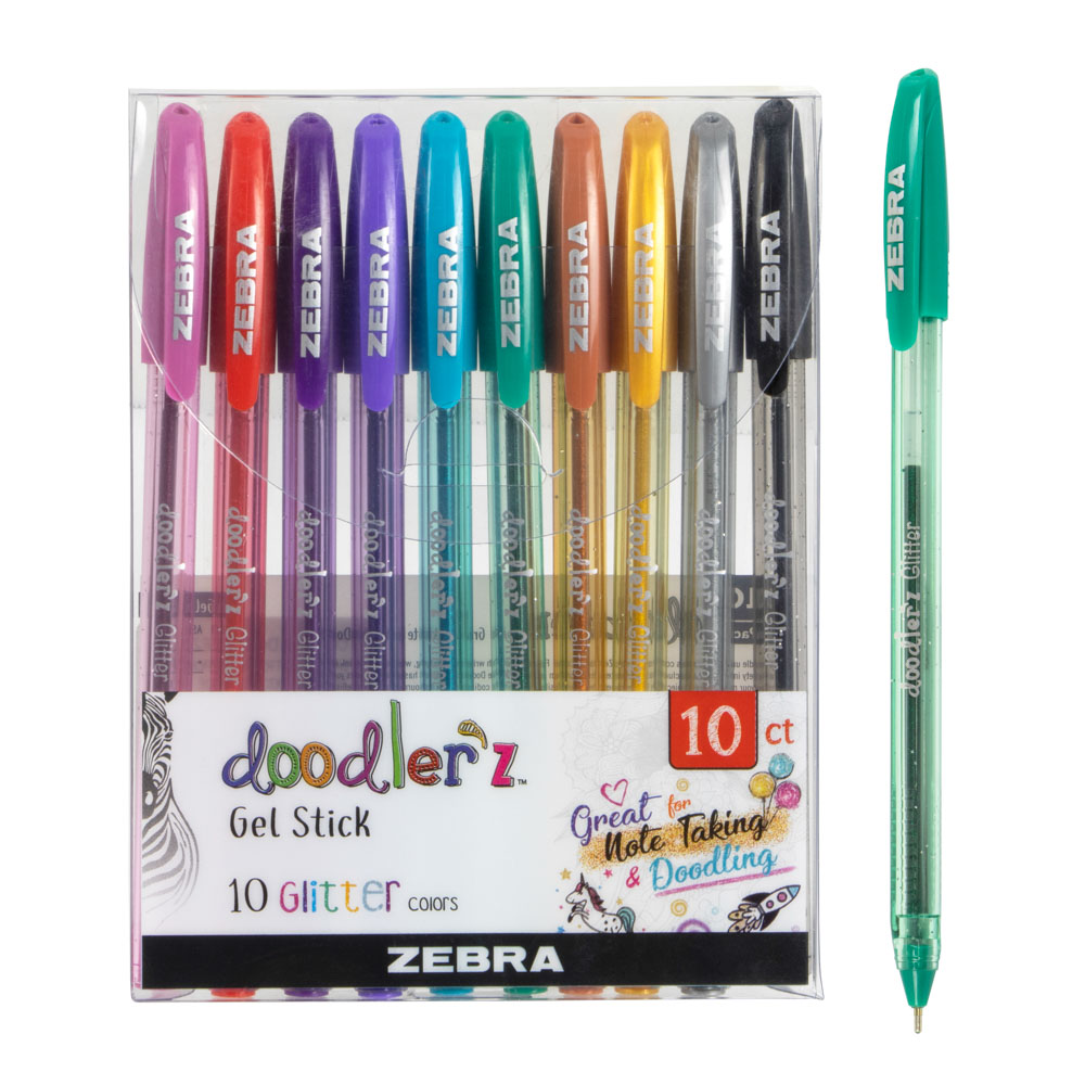BOLIGRAFOS GLITTER Y NEON  10 COL. ZEBRA