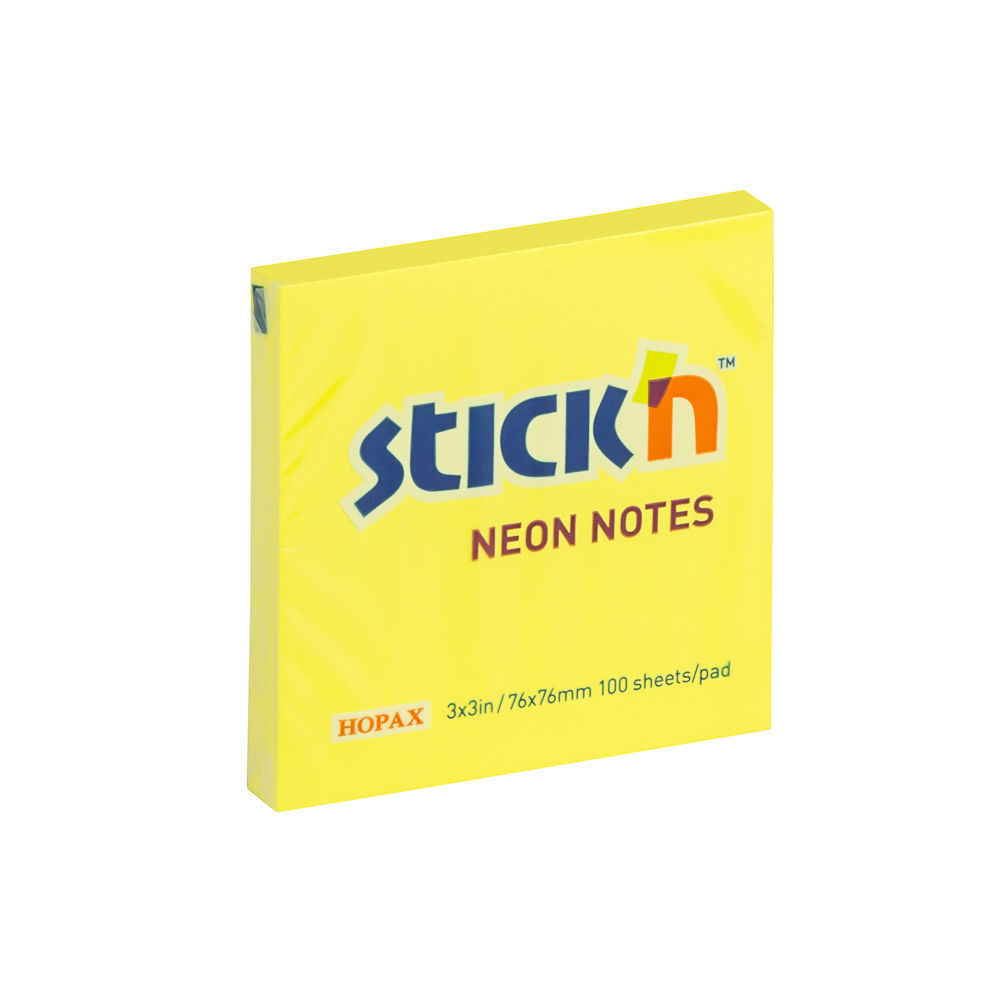BLOCK ADHESIVO 3 PLG. X 3 PLG. AMARILLO NEON STICKN