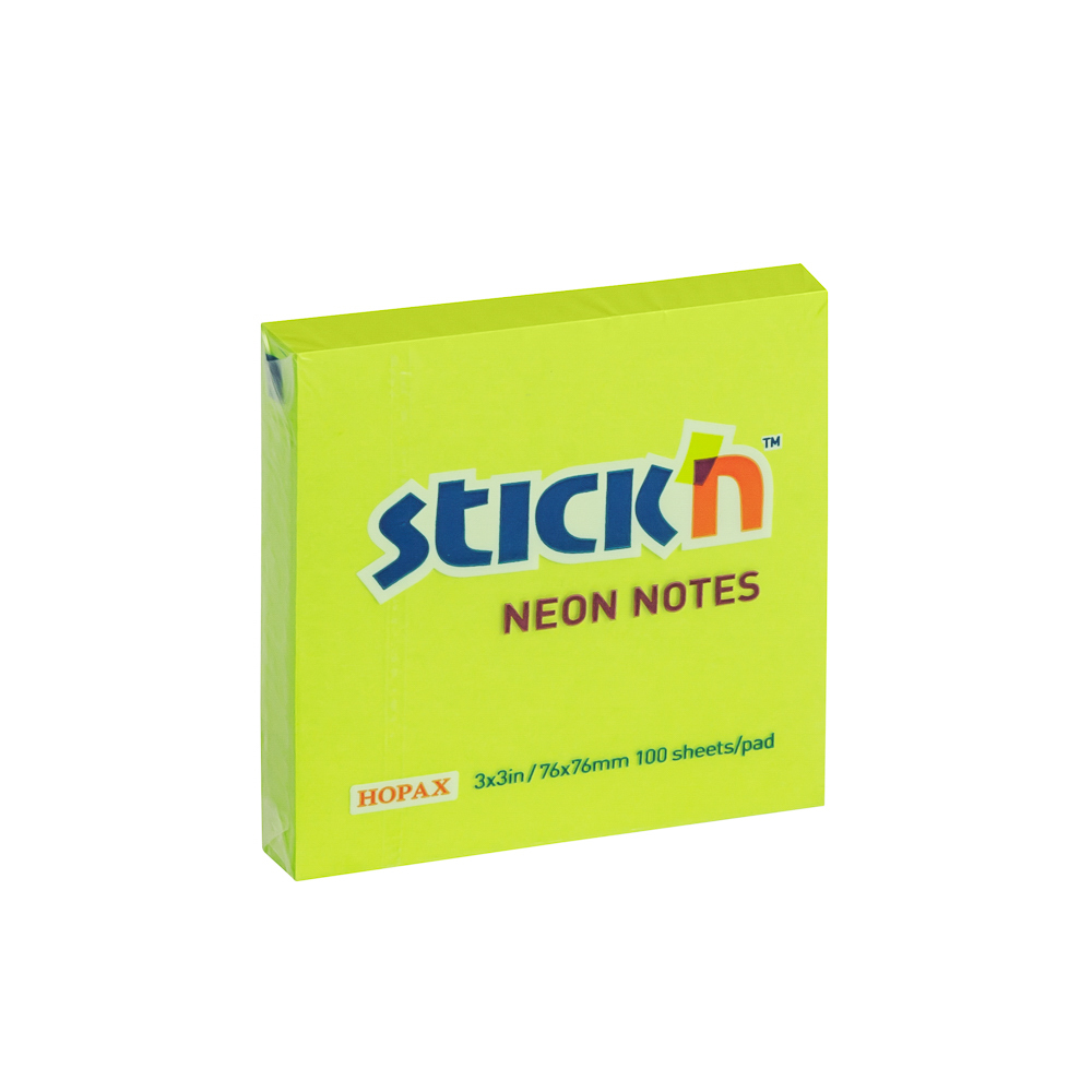BLOCK ADHESIVO 3 PLG. X 3 PLG. VERDE NEON STICKN