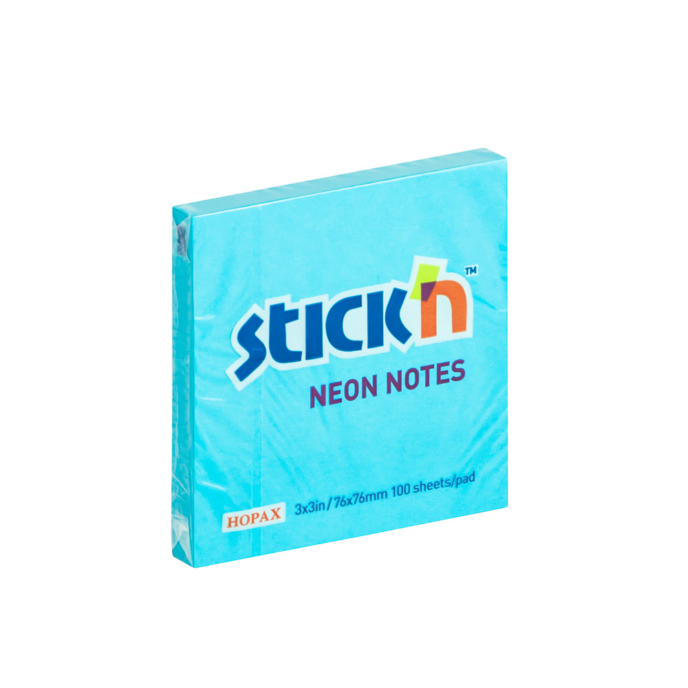 BLOCK ADHESIVO 3 PLG. X 3 PLG. CELESTE NEON STICKN