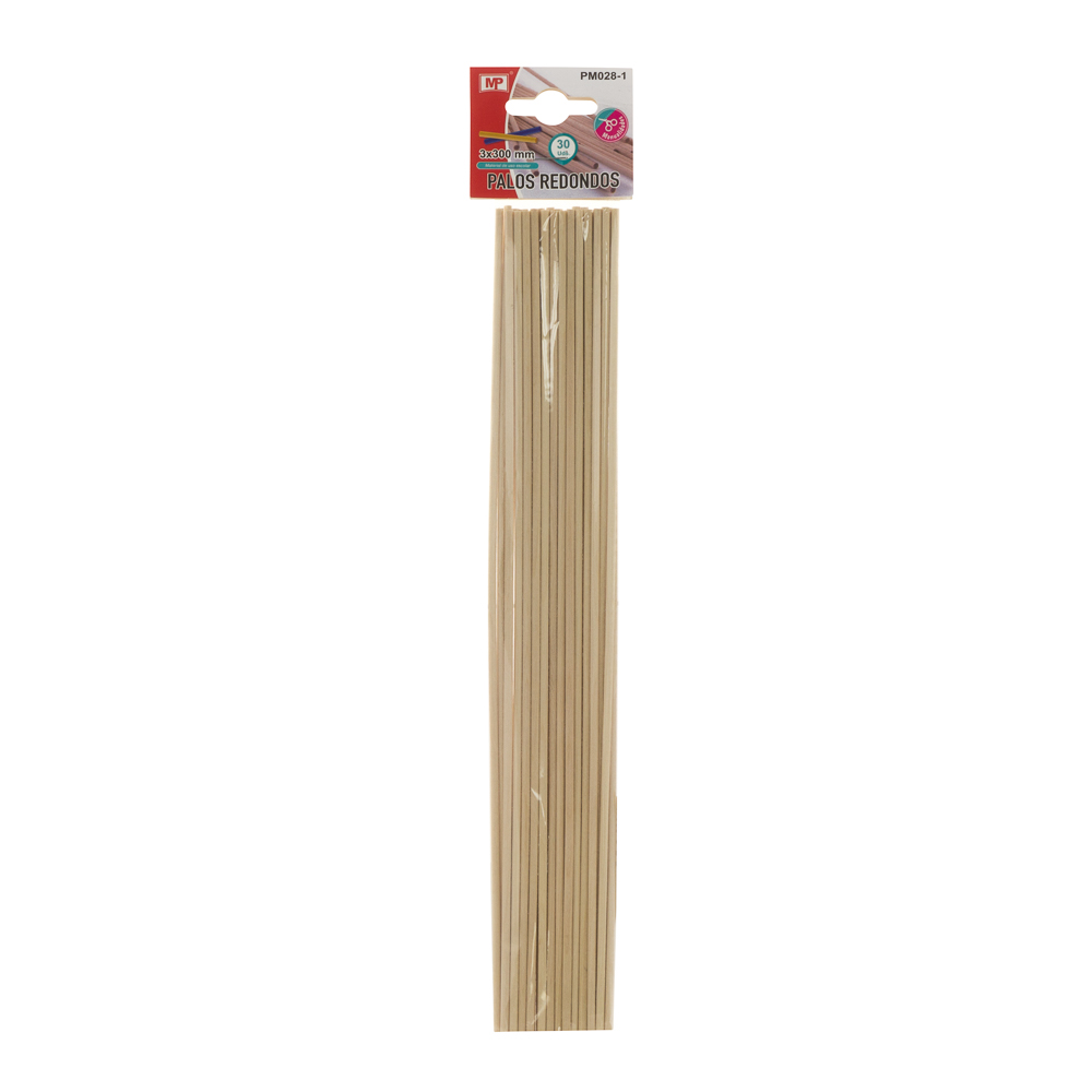 PALITOS MADERA 3 MM. X 30 CM. PM 028-1 NATURAL MP