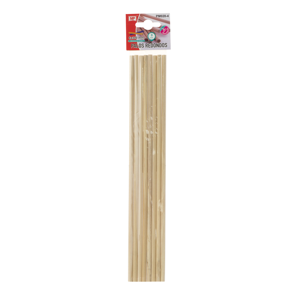 PALITOS MADERA 6 MM. X 30 CM. PM028-4 NATURAL MP