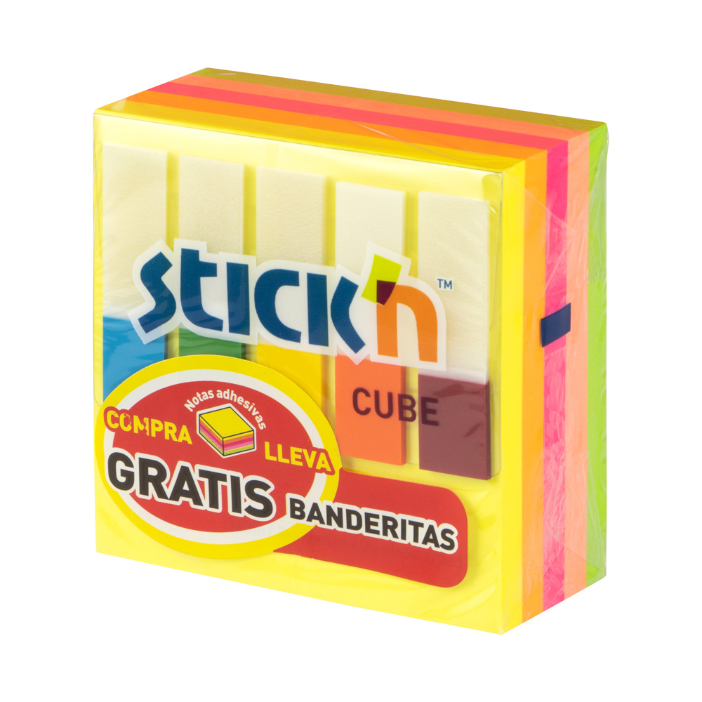 BLOCK ADHESIVO 3 PLG. X 3 PLG. 400 H. 21012 COLORES NEON STICKN