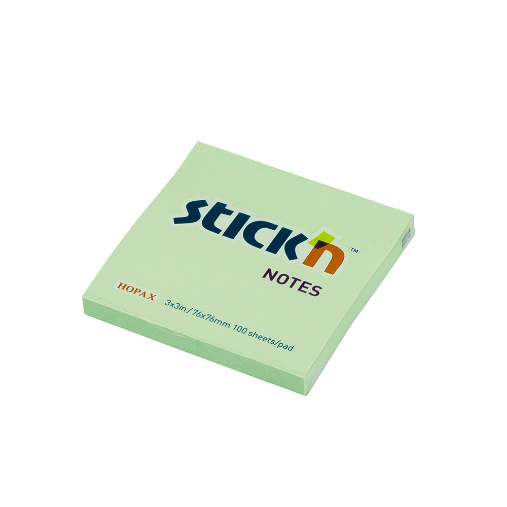 BLOCK ADHESIVO 3 PLG. X 3 PLG. 100 H. VERDE PASTEL STICKN
