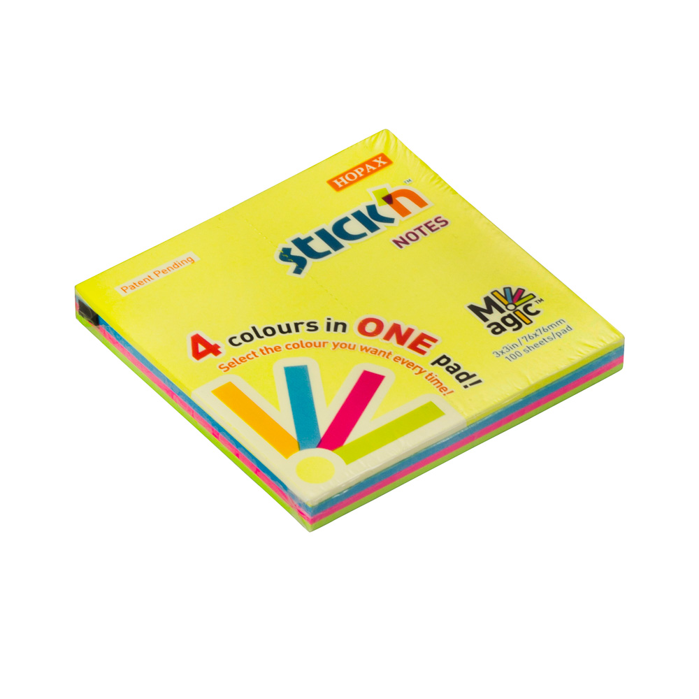 BLOCK ADHESIVO 3 PLG. X 3 PLG. 100 H. ARCOIRIS 21571 STICKN