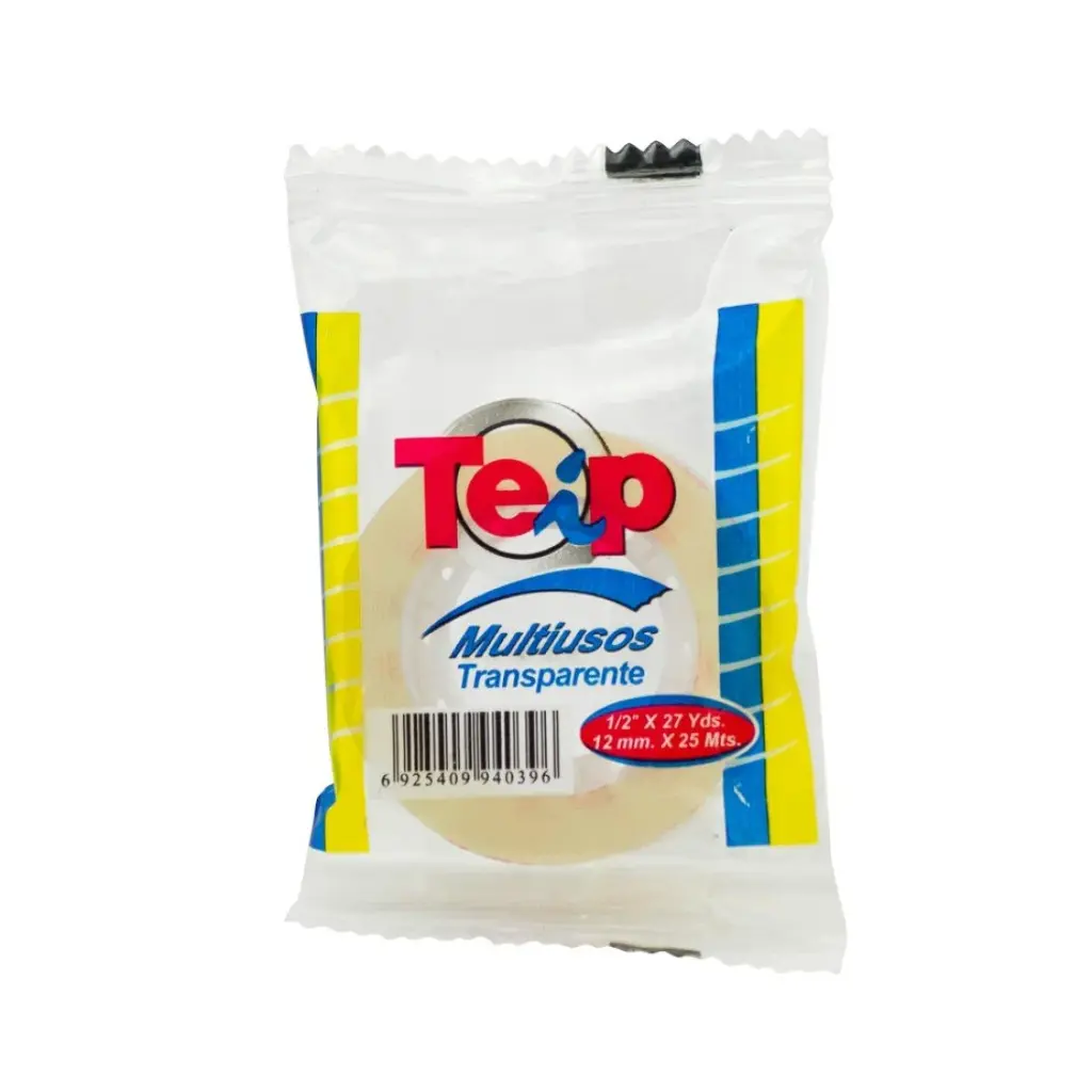 CINTA ADHESIVA TRANSPARENTE 1/2 PLG. X 27 YDS. TEIP