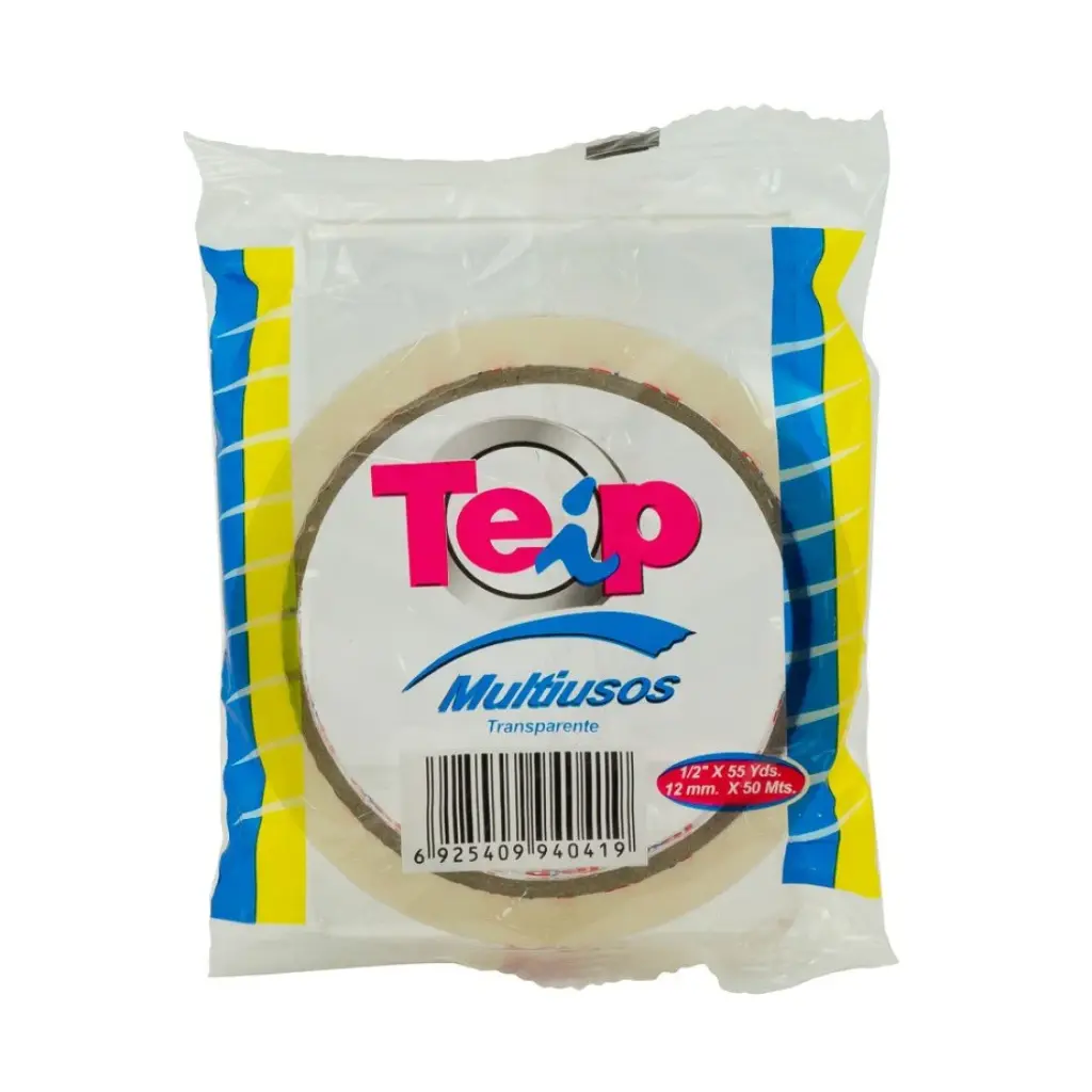 CINTA ADHESIVA TRANSPARENTE 1/2 PLG. X 55 YDS. TEIP