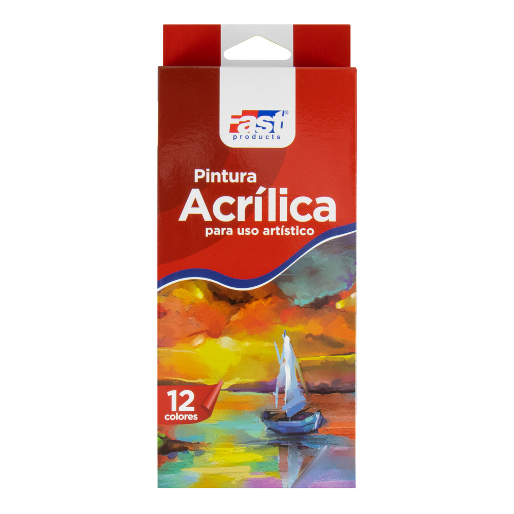 PINTURA ACRILICA EN TUBO 12 COL. FAST