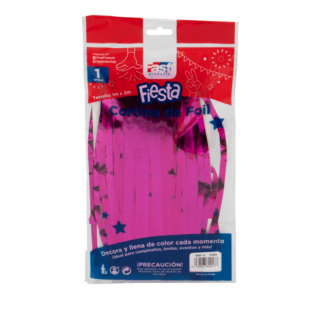 CORTINA DE FIESTA METALICA 1 M. X 2 M. FUCSIA FAST