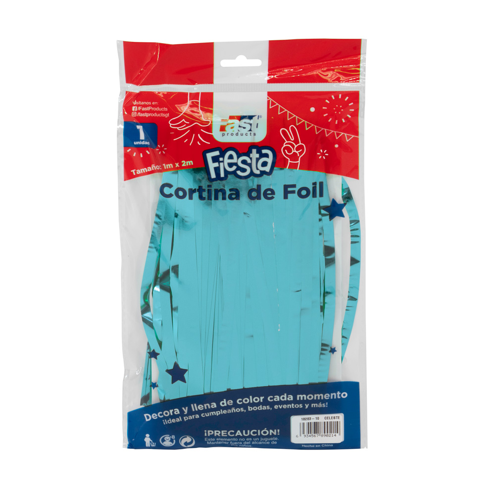 CORTINA DE FIESTA METALICA 1 M. X 2 M. CELESTE FAST