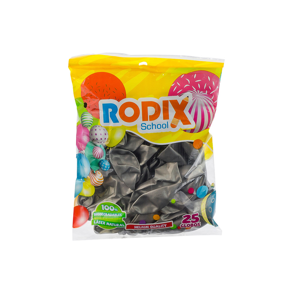 GLOBOS 25 U. PLATEADO METALICO. RODIX