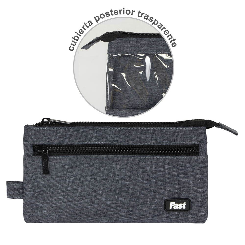 PORTALAPICES 2 ZIPPER GRIS TRANSPARENTE FAST