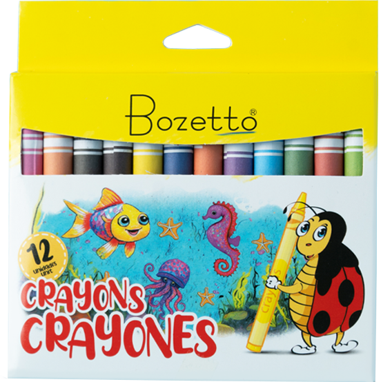 CRAYONES CERA 12 COL. 100 MM. X 10 MM. BOZETTO (12*12)