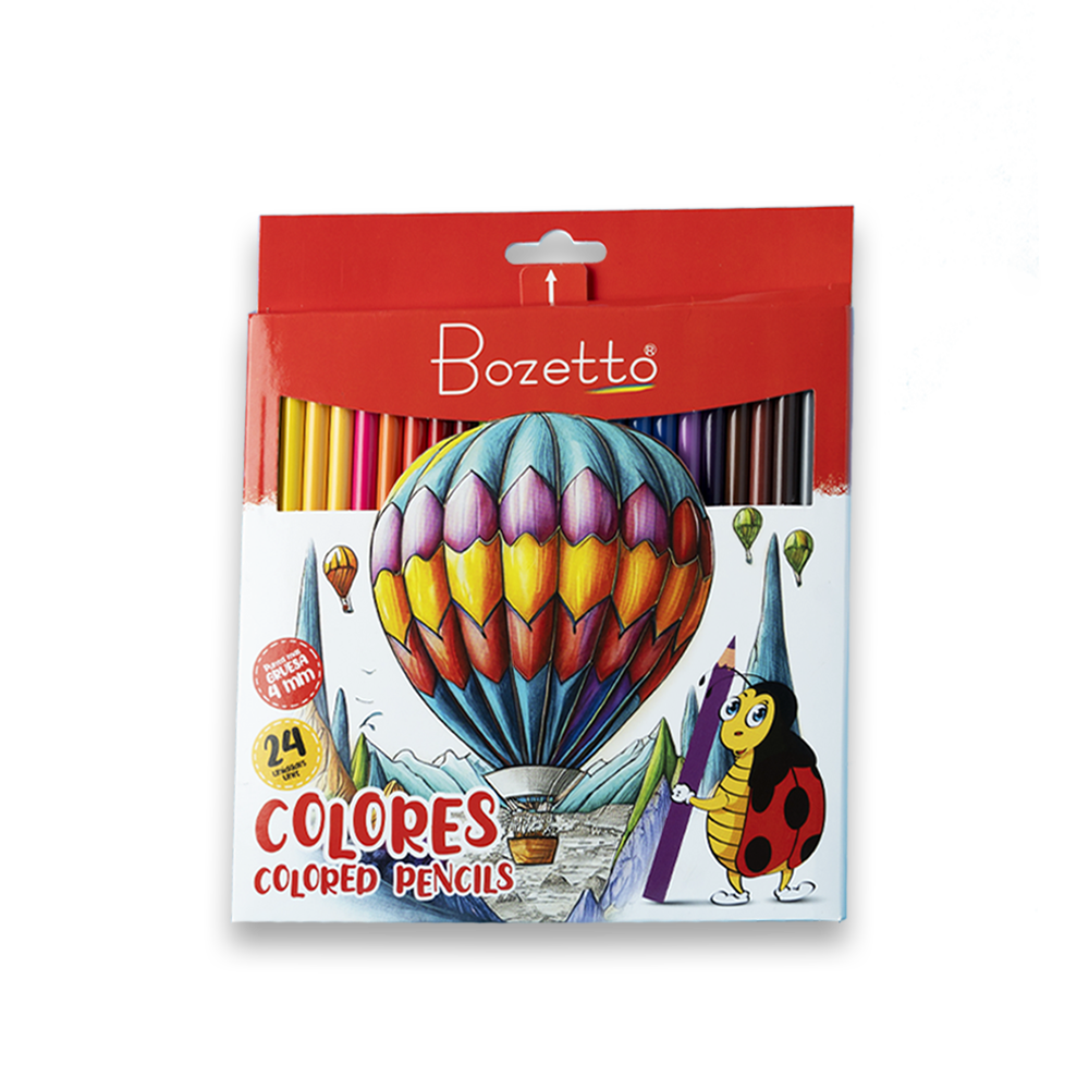 CRAYONES MADERA REDONDO 24 COL. MINA 4 MM. BOZETTO (6*12)