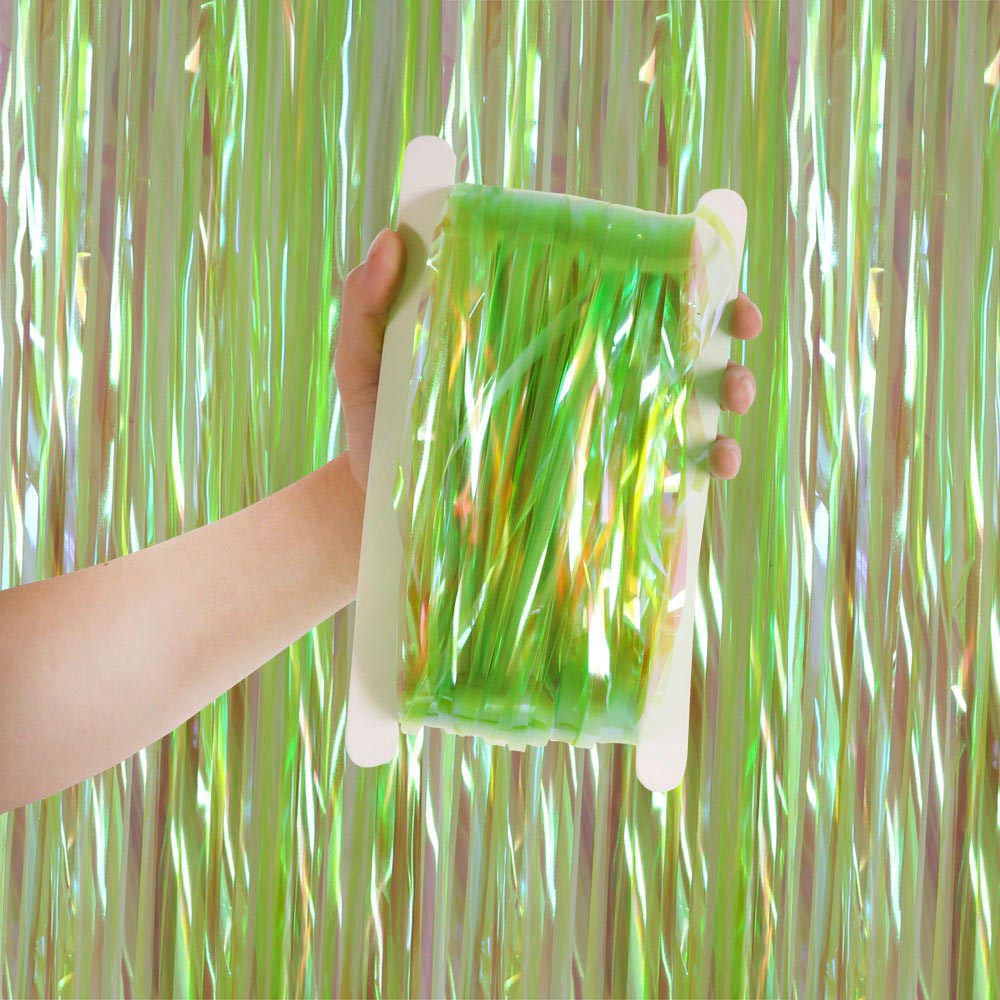 CORTINA DE FIESTA FOIL 1M X 2M. ARCOIRIS VERDE FAST