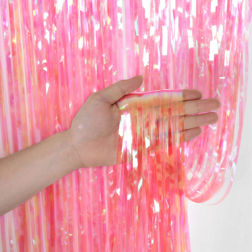 CORTINA DE FIESTA FOIL 1M X 2M. ARCOIRIS ROSADO FAST