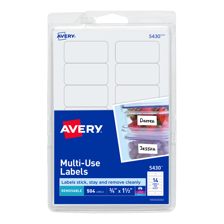 ETIQUETA ADHESIVA REMOVIBLE 05430 BLANCA 3/4 PLG. X 1 1/2 PLG. AVERY