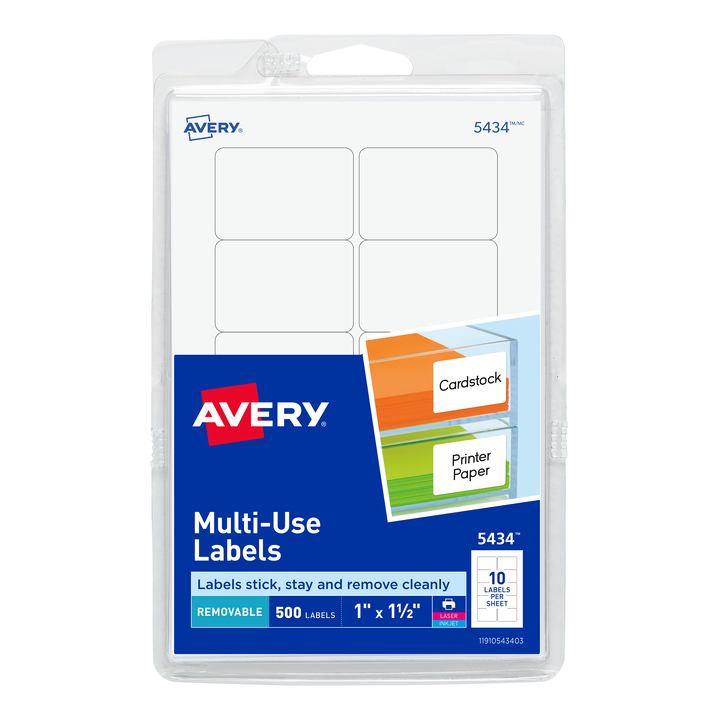 ETIQUETA ADHESIVA REMOVIBLE 05434 BLANCA 1 PLG. X 1 1/2 PLG. AVERY