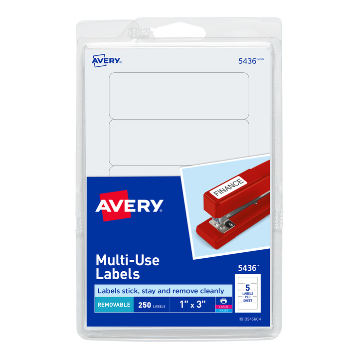 ETIQUETA ADHESIVA REMOVIBLE 05436 BLANCA 1 PLG. X 3 PLG. AVERY