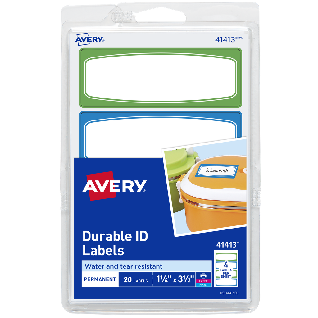[AV41413] ETIQUETA ADHESIVA RESISTETE AL AGUA Y RASGADURAS 41413 COLORES 1 1/4 PLG. X 3 1/2 PLG. AVERY