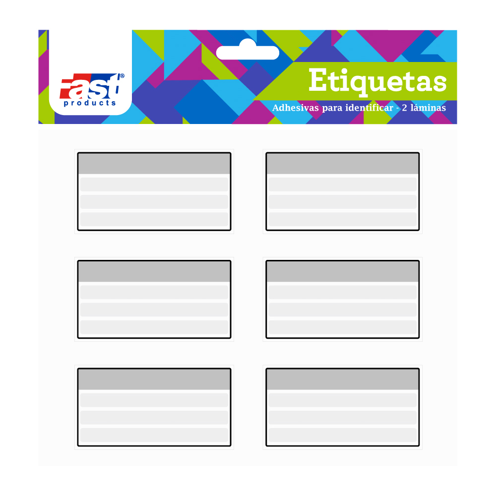 ETIQUETAS ESCOLARES CUADROS 12 U. GRISES FAST
