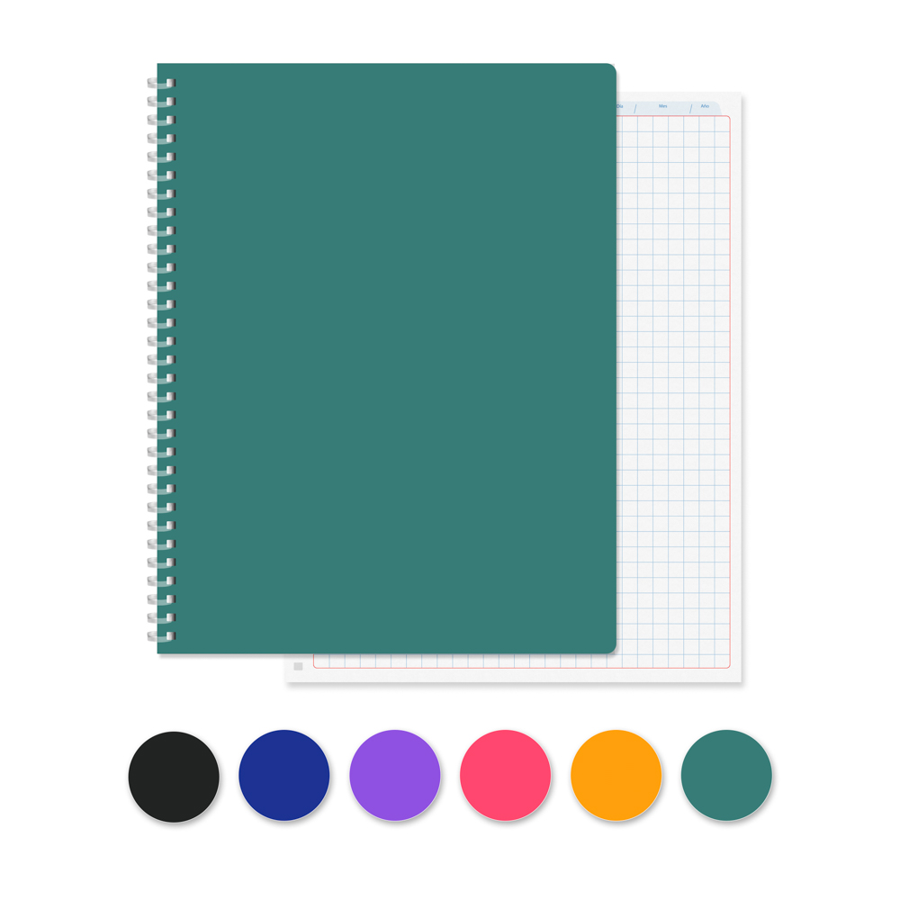 CUADERNO ESPIRAL PLASTICO 100 H. CUADROS FAST