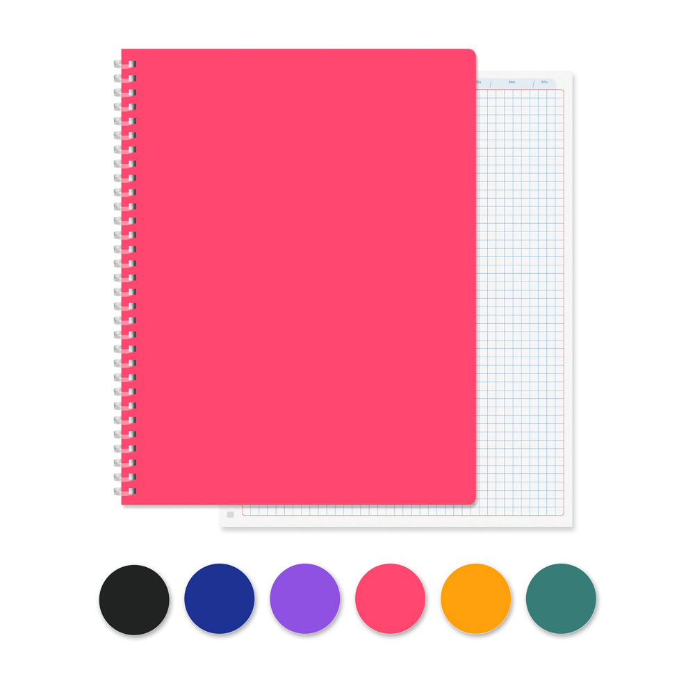 CUADERNO ESPIRAL PLASTICO 100 H. CUADROS 5 MM. FAST 