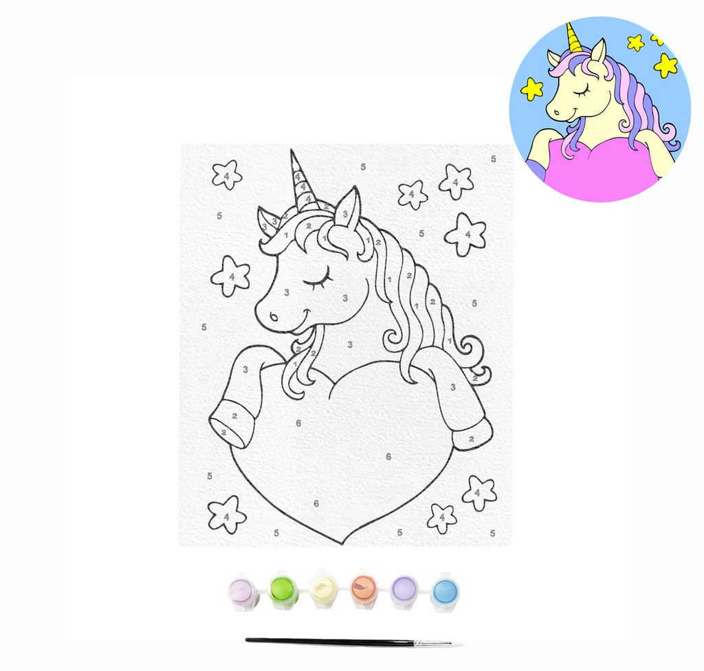 SET DE PINTURA PINTA POR NUMEROS UNICORNIO 4 PLG. X 6 PLG. ANGELS CRAFT