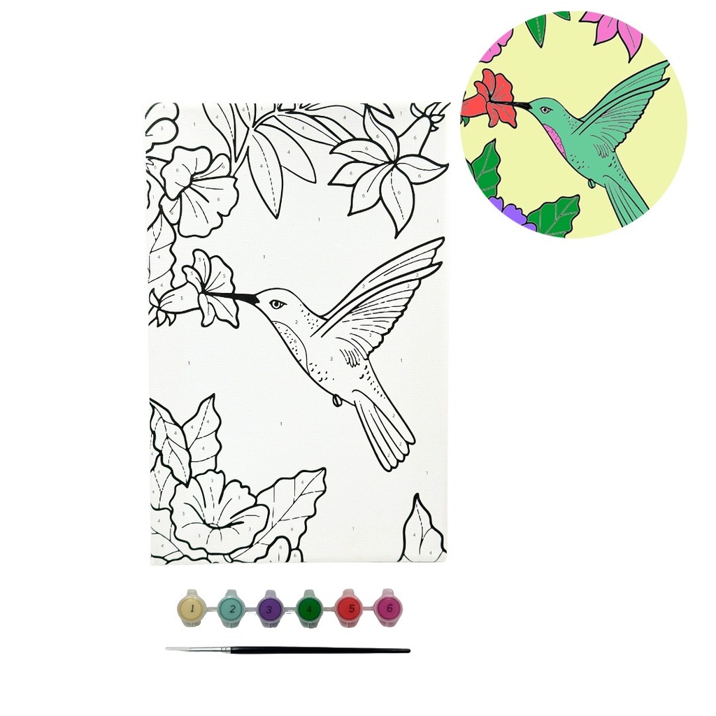 SET DE PINTURA PINTA POR NUMEROS COLIBRI 7.5 PLG. X 11 PLG. ANGELS CRAFT