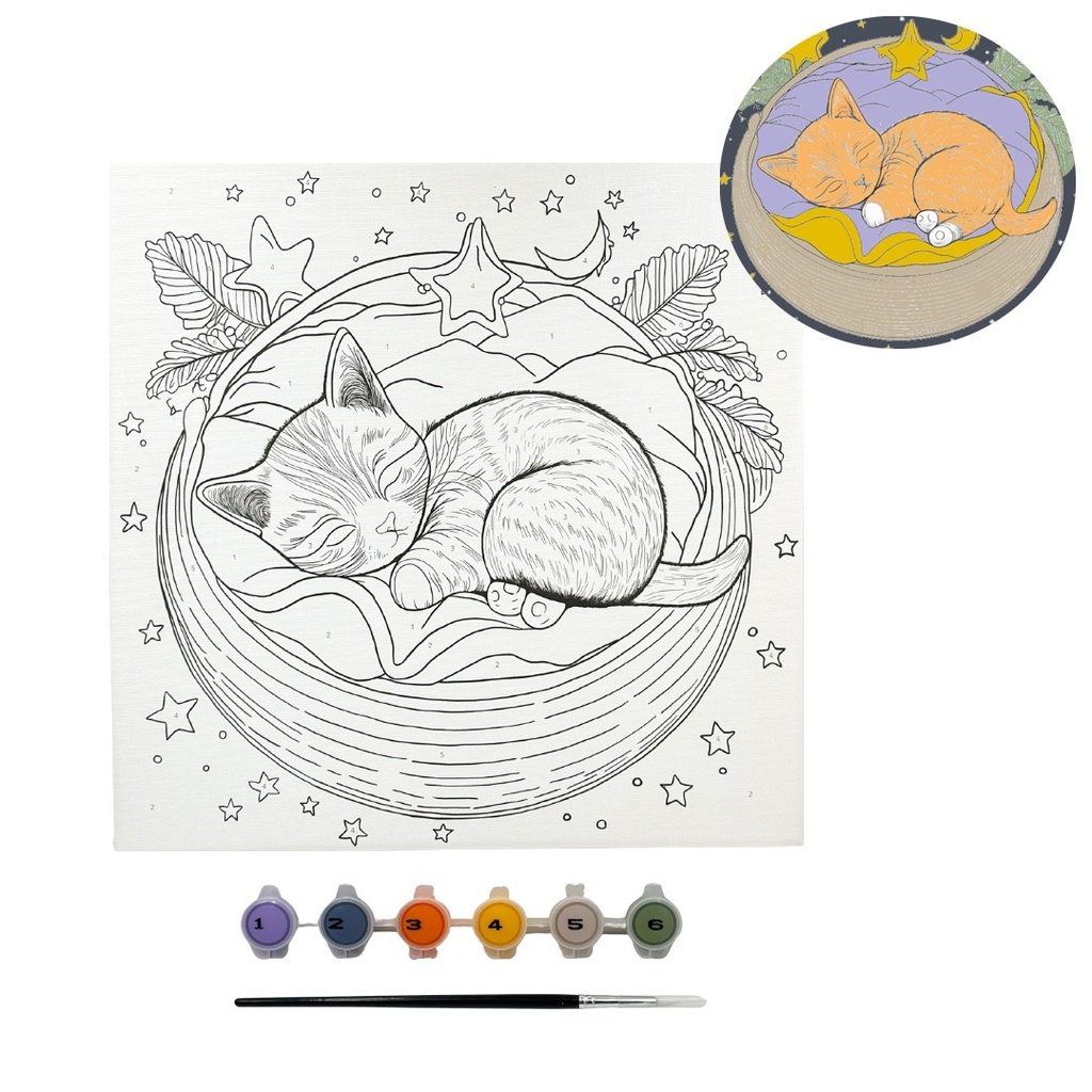 SET DE PINTURA PINTA POR NUMEROS GATO 11.8 PLG. X 11.8 PLG. ANGELS CRAFT