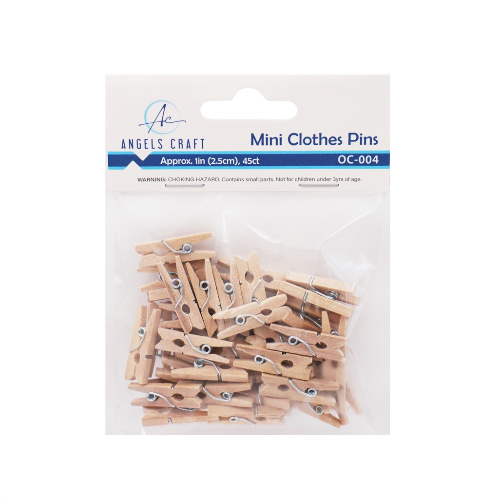 GANCHOS DE MADERA NATURALES 2.5 CM. 45 U. ANGELS CRAFT