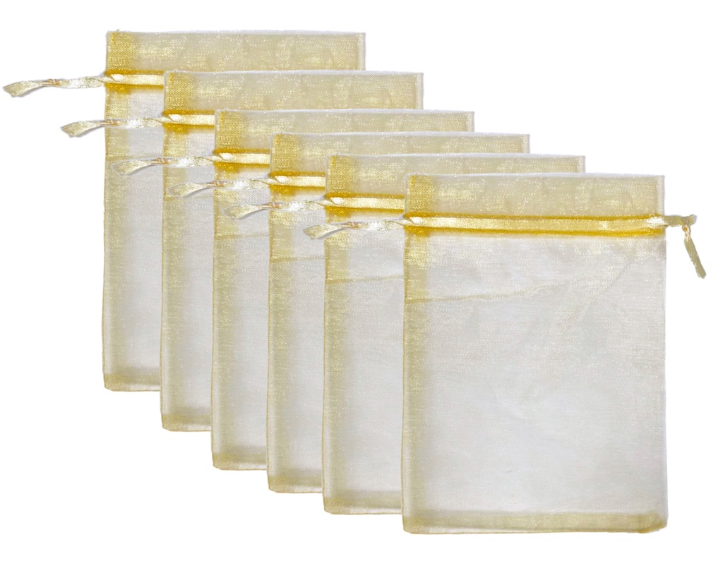BOLSAS DE ORGANZA 3 PLG. X 4 PLG. 6 U. DORADADAS ANGELS CRAFT
