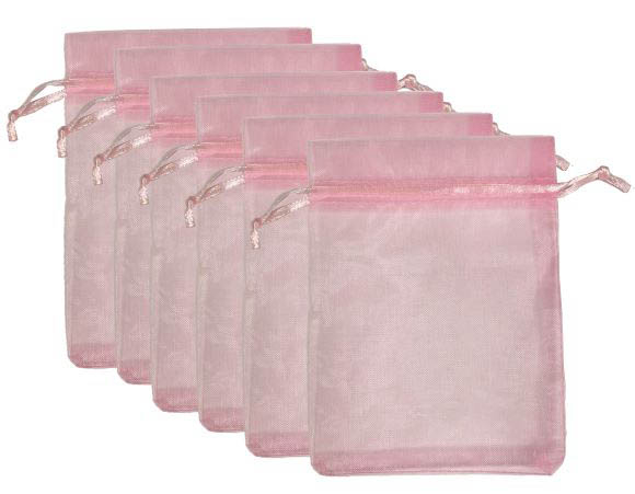 BOLSAS DE ORGANZA 4 PLG. X 6 PLG. 6 U. ROSADAS ANGELS CRAFT