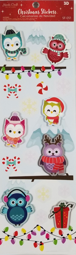 CALCOMANIAS 3D NAVIDEÑAS BUHOS ANGELS CRAFT