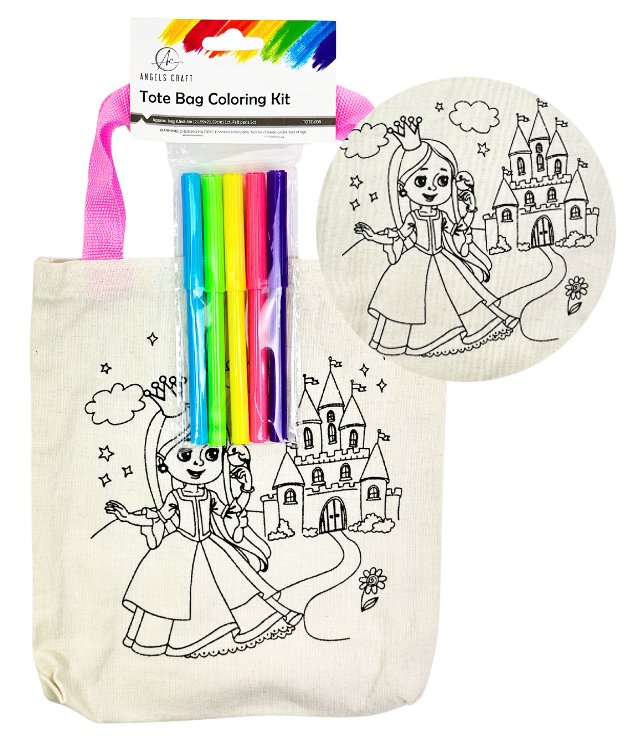 BOLSA DE MANTA CON MARCADORES PRINCESAS 8.5 PLG. ANGELS CRAFT