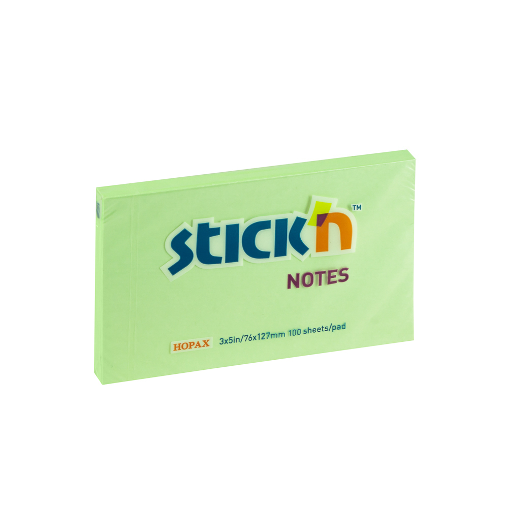 BLOCK ADHESIVO 3 PLG. X 5 PLG. 100 H. VERDE STICKN