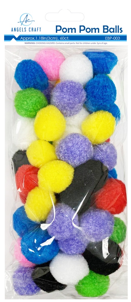 POMPONES 3 CM. 60 U. SURTIDOS ANGELS CRAFT (12*10)