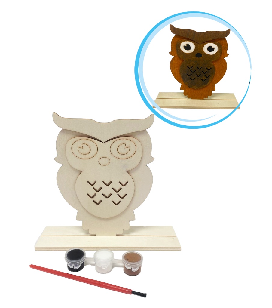 SET DE PINTURA MADERA BUHO ANGELS CRAFT (12*12)
