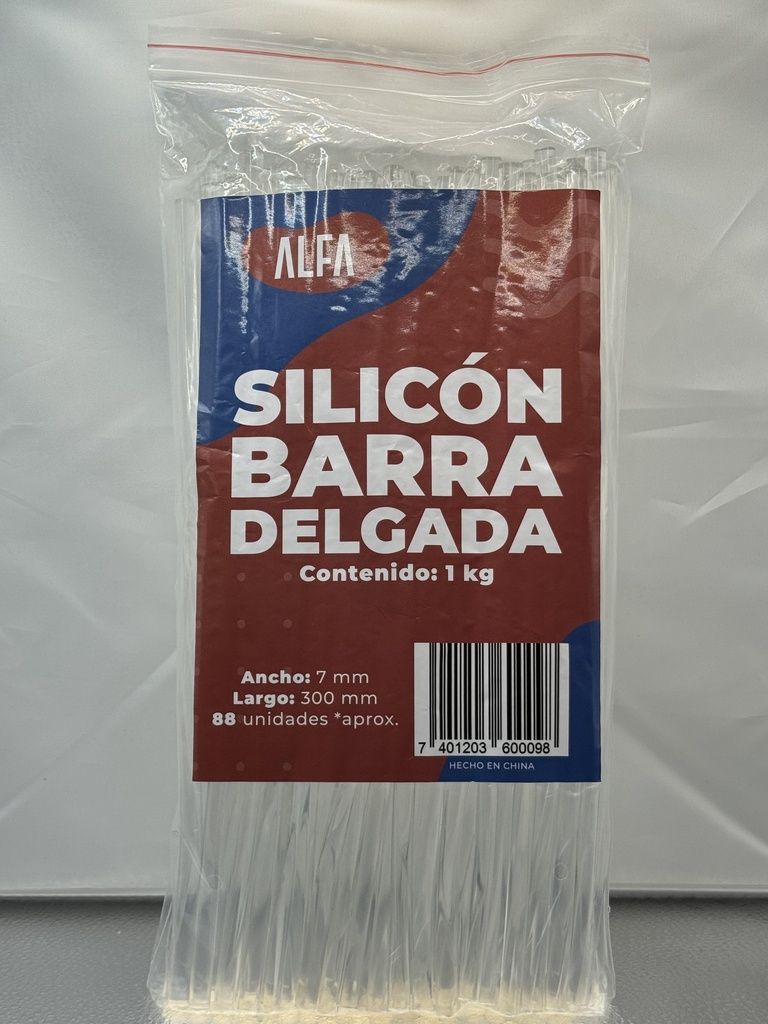 SILICON EN BARRA 7 MM. DELGADO 1 KG. (88 U. APROX.) ALFA (25) 