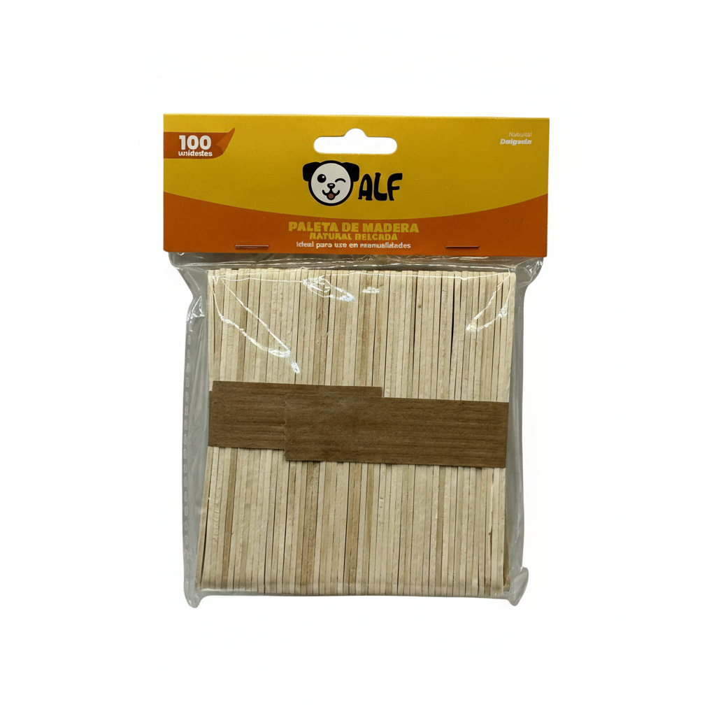PALETAS MADERA 100 U. DELGADAS NATURAL ALF (100)